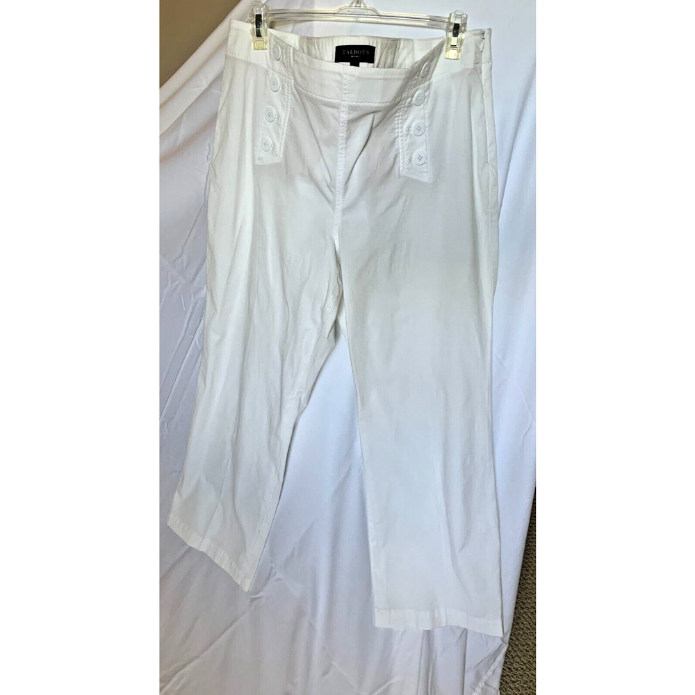 Talbots White Stretch Wide Leg Sailor Pants Women’s Size 16Petite - Picture 5 of 9